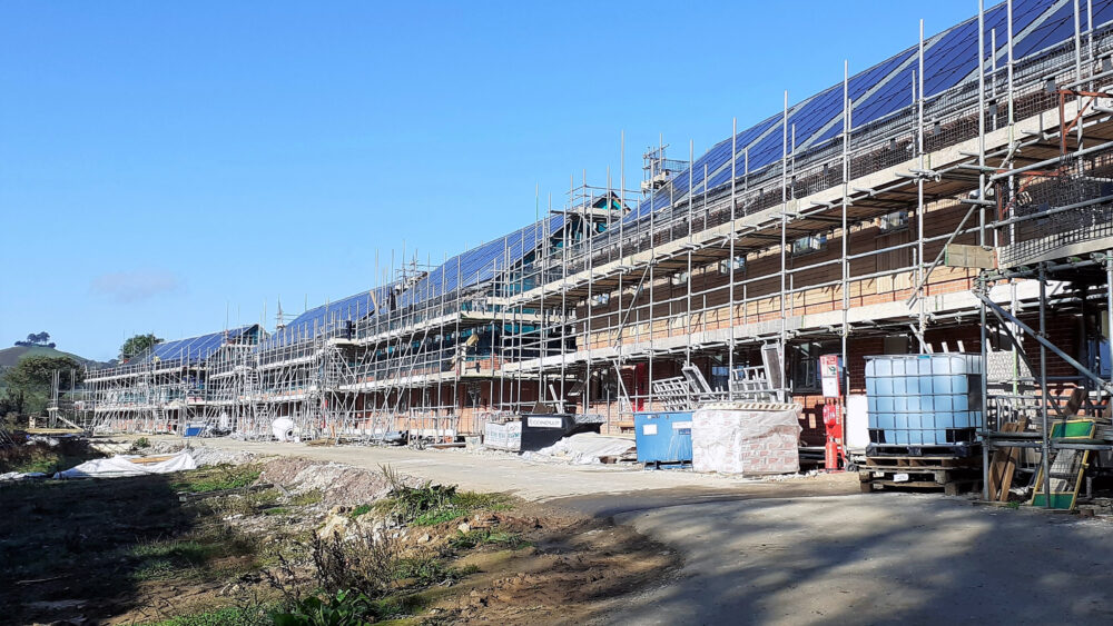 A construction site where low carbon homes are being built